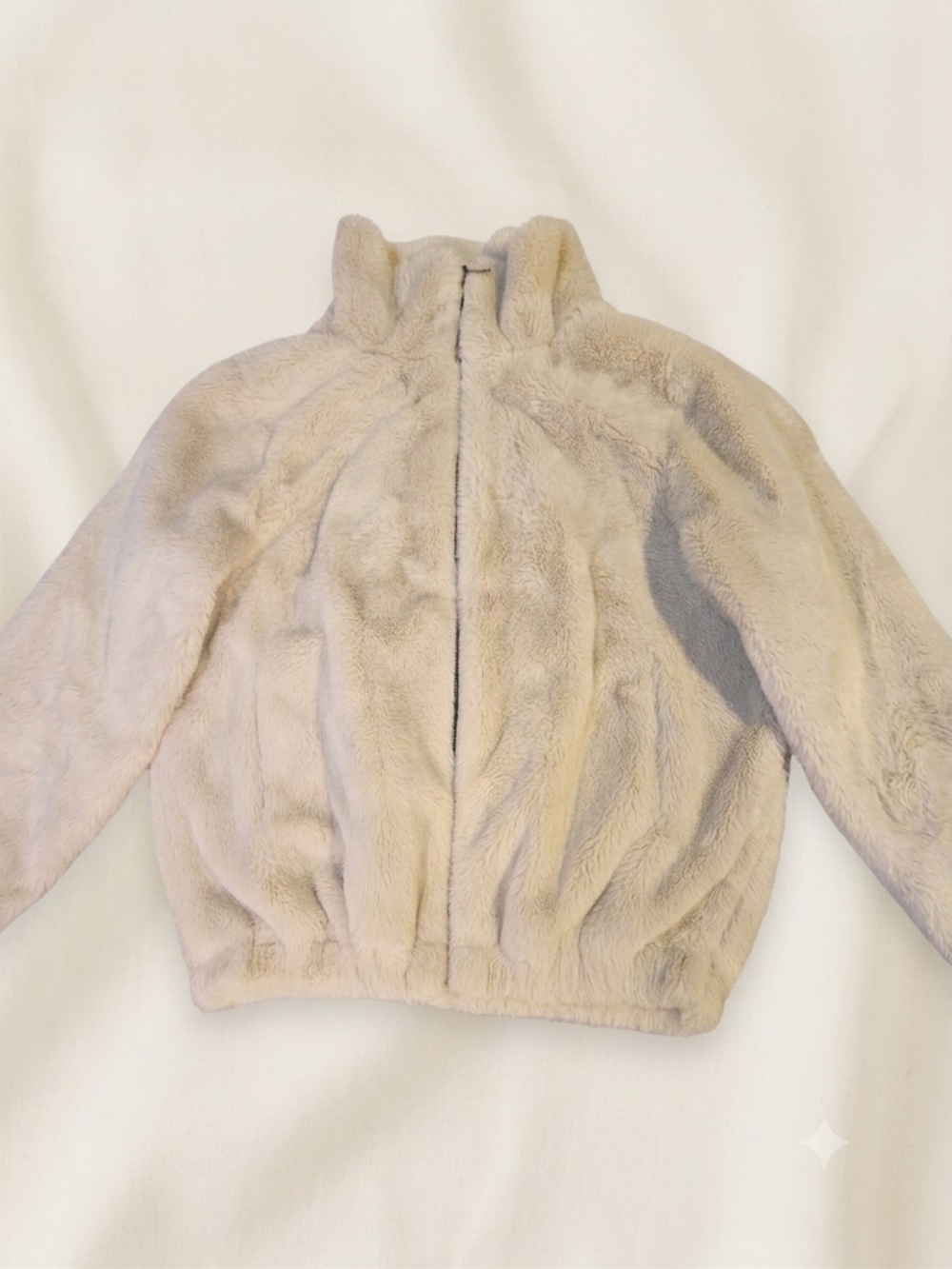Magaschoni Plush Zip Bomber Jacket in Taupe